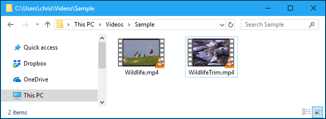 Vídeos en carpetas en el Explorador de archivos.