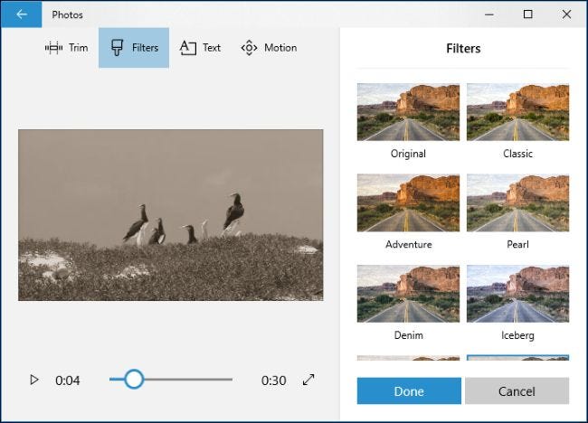 Aplique filtros a los videos en la aplicación Fotos.