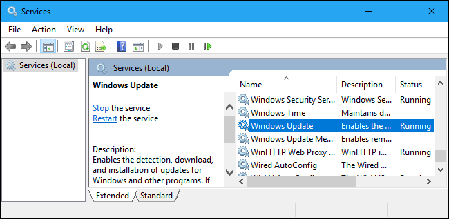 Herramienta de gestión de servicios para Windows 10