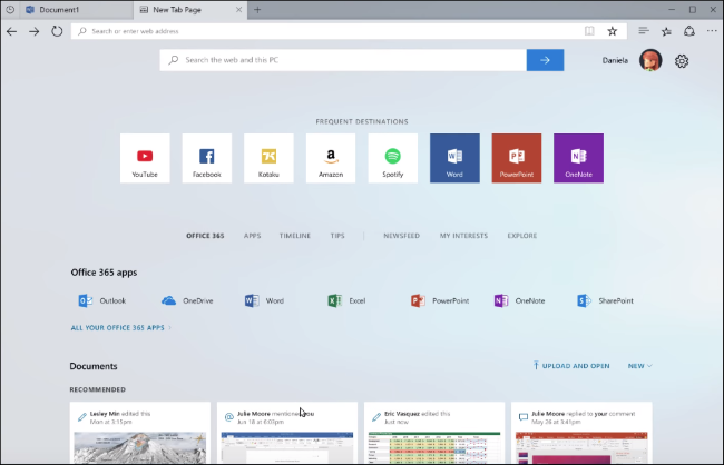 Configurado para mostrar la página de nueva pestaña de Edge con el cuadro de búsqueda de Bing en Windows 10