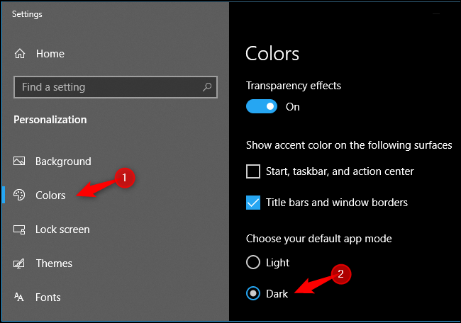 Habilite el modo de aplicación oscuro en todo el sistema en Windows 10