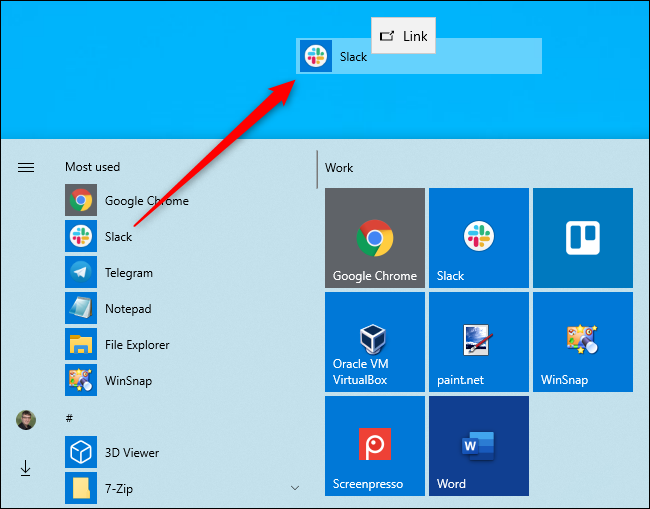 Cree un acceso directo de escritorio desde el menú de inicio de Windows 10