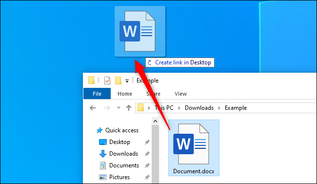 Cree un acceso directo en el escritorio desde un archivo en el Explorador de archivos de Windows 10
