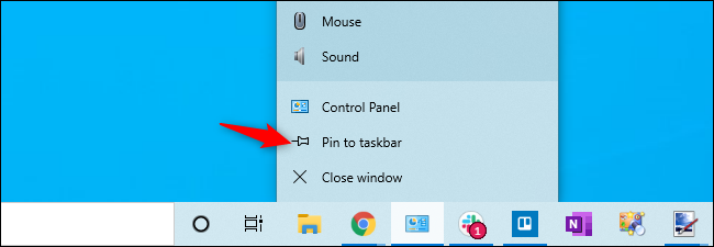 Fije el acceso directo del Panel de control a la barra de tareas de Windows 10
