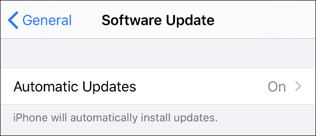 Menú de actualización de software en iOS.