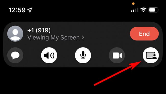 Toque el botón de compartir pantalla en FaceTime para dejar de compartir su pantalla.