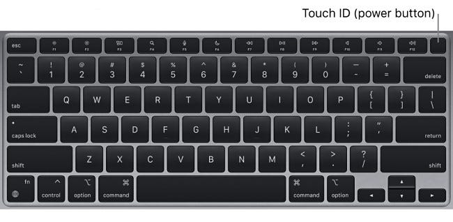 MacBook Air Touch ID y botón de encendido