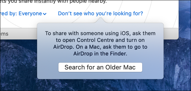 Buscar la opción Old Mac en AirDrop.