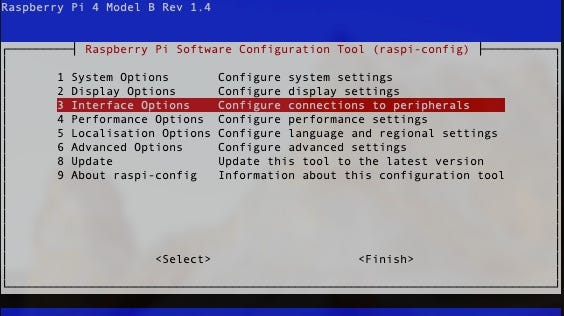 Seleccione la opción de interfaz en la configuración de SSH