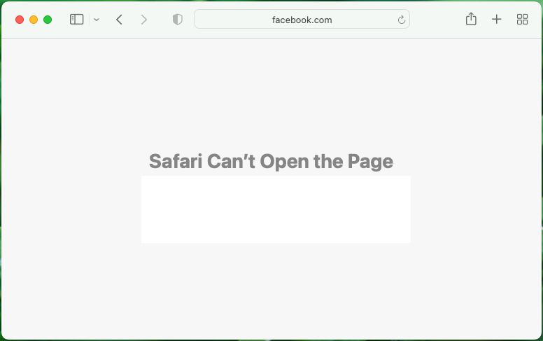 La conexión de Safari con Facebook está bloqueada.