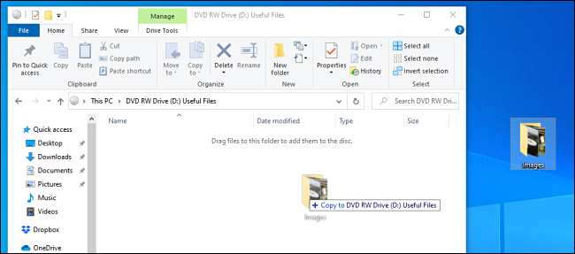 Copie archivos al disco Live File System en Windows 10.