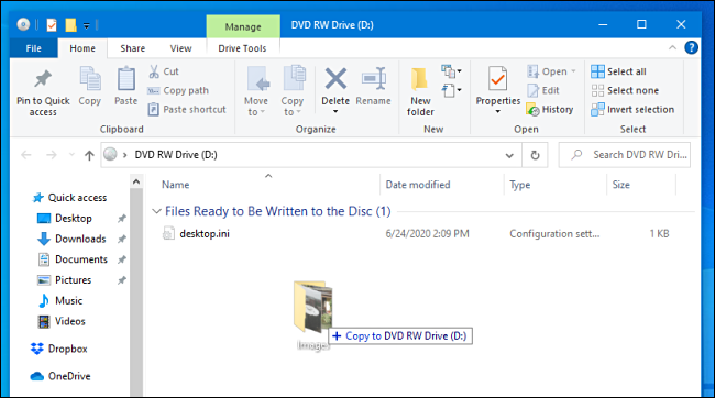 Copie archivos a la unidad maestra en Windows 10.