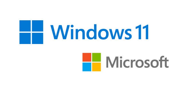 Logotipo de Windows 11 y logotipo de Microsoft.